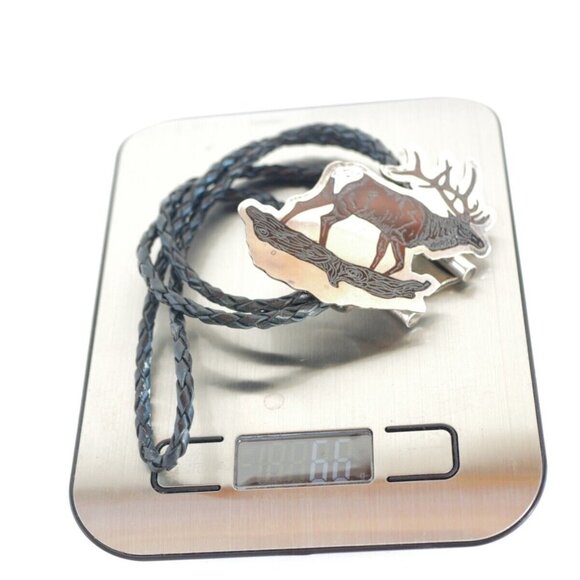 Zuni Native American BULL ELK Bolo Tie by Dale Edaakie Handmade Vintage - Picture 15 of 15